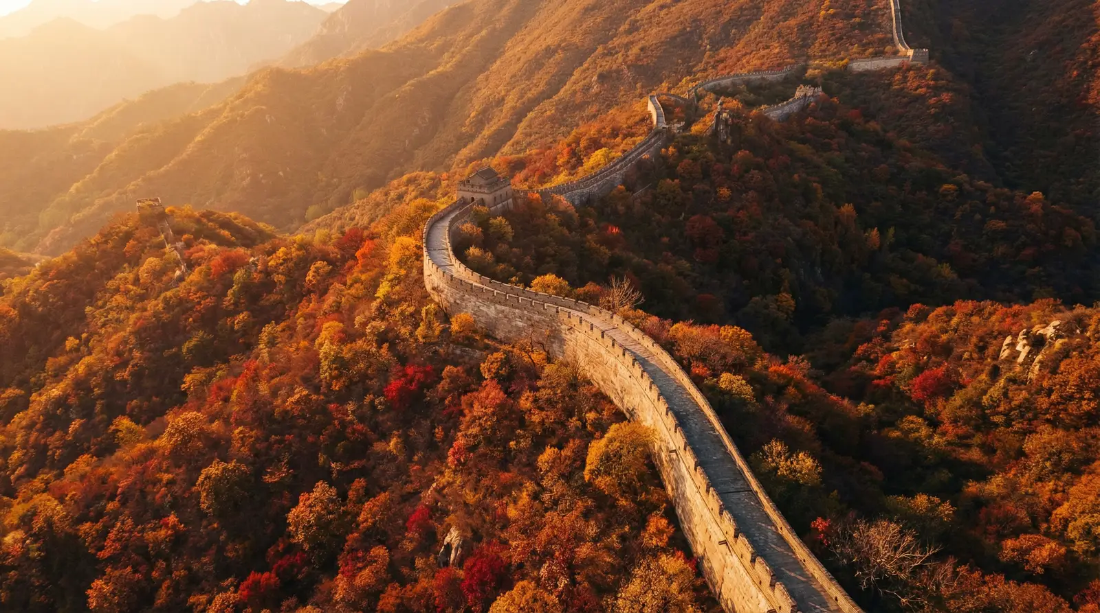 创世之旅 秋日长城航拍全景